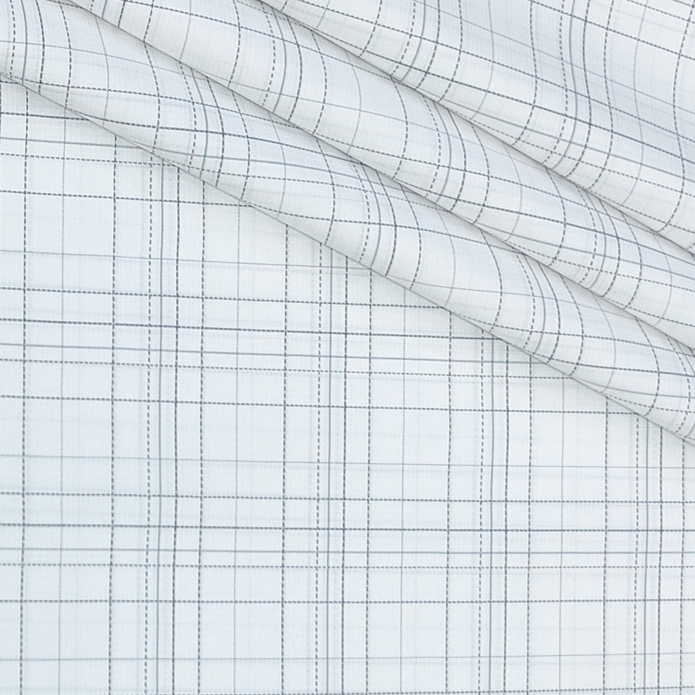 Shirt Fabric Raymond Poly Cotton Wrinkle Free Broad Check Colour White